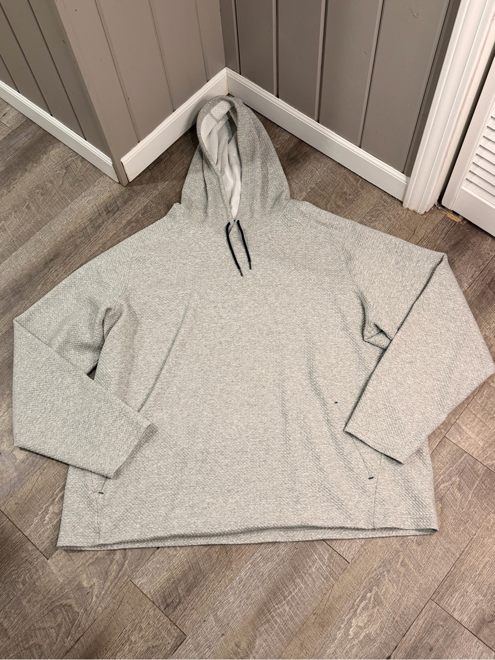 Old Navy Active Gray Hooded Sweatshirt with Black Drawstrings